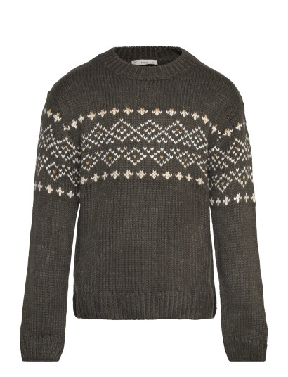Mango Jacquard Knitted Sweater - Khaki green - 7-8