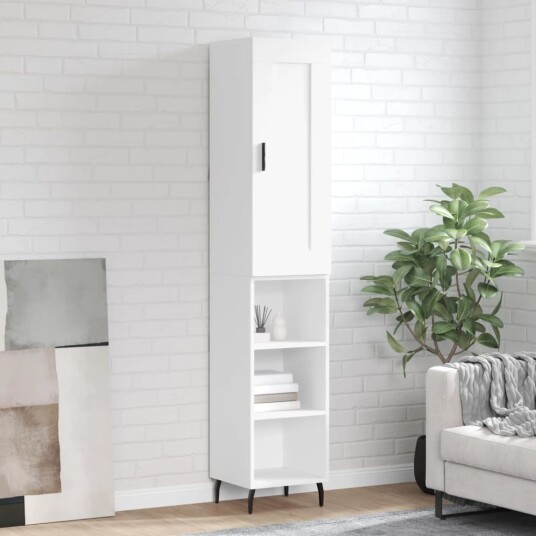 vidaXL Highboard hvit 34,5x34x180 cm konstruert tre 8720845497590 vidaXL Highboard hvit 34,5x34x180 cm konstruert tre 8720845497590