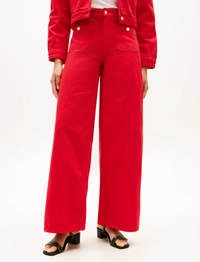 Tommy Hilfiger Dnm Clr 70S Wide Leg Hw Red 26 x 32