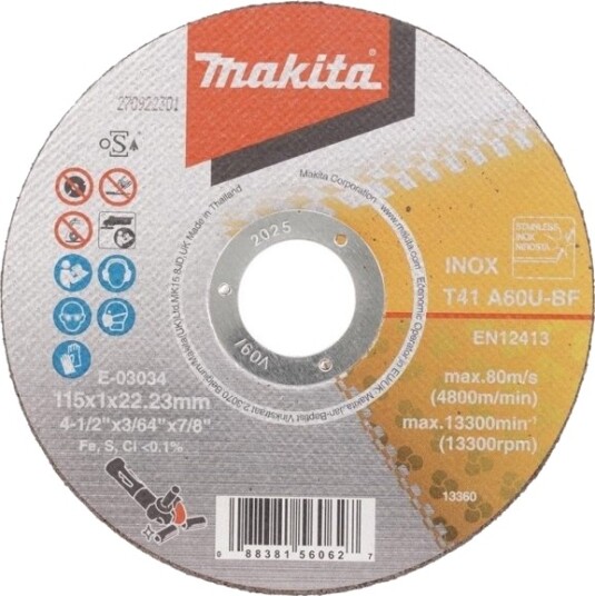 Makita E-03034 115mm Slipeskive for INOX Metallkapp Makita E-03034 115mm Slipeskive for INOX Metallkapp