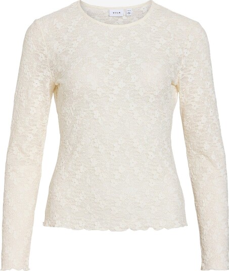 Vila Topp Vifay O Neck L/S Top Hvit