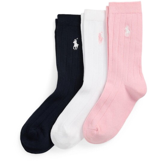 Polo Ralph Lauren Multi Girl Crew Strømpe 3 Pakning 32 35