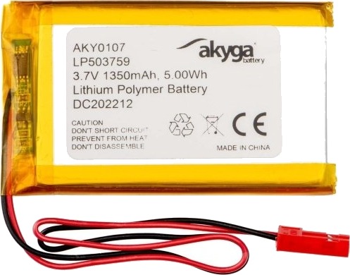 Akyga Aky0107 Batteri Gull Lithium-Ion Li-Ion 1350 Mah 3,7 V 37 Mm AKY0107 Akyga Aky0107 Batteri Gull Lithium-Ion Li-Ion 1350 Mah 3,7 V 37 Mm AKY0107