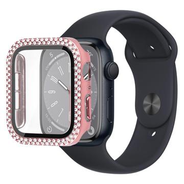 Rhinestone Dekorative Apple Watch Series 9/8/7 Deksel med Skjermbeskytter - 45mm - Rosa