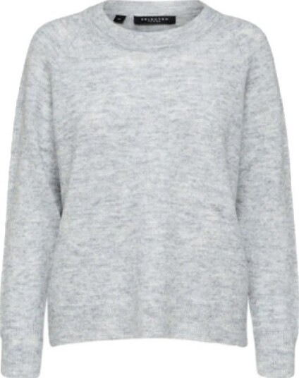 Selected Femme Lulu Strikkegenser i Grå med O-Hals - XL