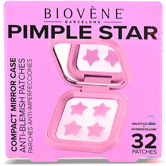Biovène PIMPLE STAR PATCHES & MIRROR CASE Pink Pimple Patches Anti-B