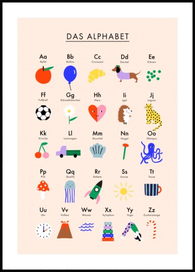 Cute German Alphabet Plakat / 50x70 Cute German Alphabet Plakat / 50x70