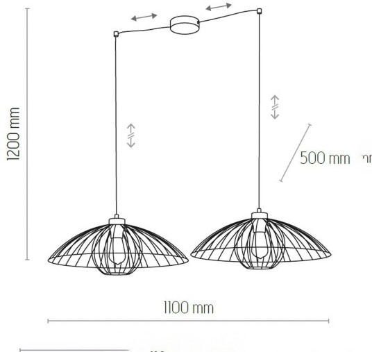 TK Lighting Hengelampe Barbella med bur-skjerm 2 lyskilder