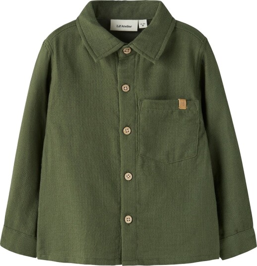 Lil" Atelier Skjorte - NmmNeppo - Cypress - Lil Atelier - 7-8 år (122-128) - Skjorte - Armygrønn