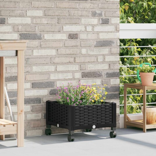 vidaXL Hagekrukke med hjul Svart 40 x 40 x 29 cm PP
