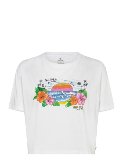 Rip Curl Sun Rays Cropped Tee   White   M