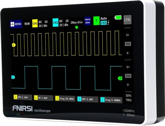 FNIRSI Oscilloskop 1013D Bærbart Med Touchskjerm 7", 2 Kanaler