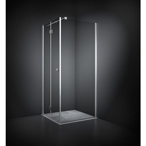 Dansani Match dusjhjørne, dør og vegg, 77x77 cm, klart glass, satin profil