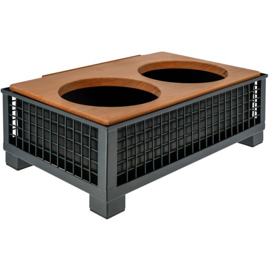 VEGA Skålstasjon komplett Portland for 2 skåler GN 1/1; Størrelse GN 1/1, 55.4x35.2x21.5 cm (LxBxH); Antrasitt/Transparent/Bøk; Rektangulær
