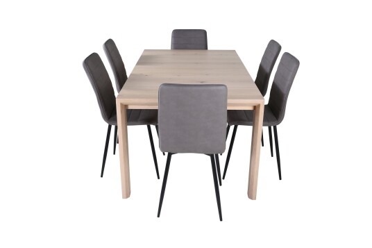 Venture Home Slider Spisegruppe Forlengningsbar 170 cm Rektangulær med 6 Windu Lyx Stoler Sort