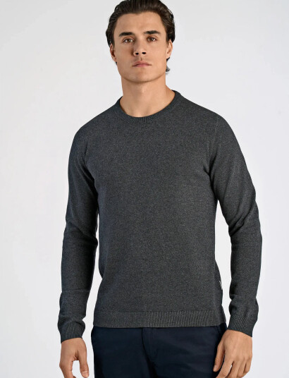 Lindbergh 100% Recycle Knit Round Neck - Black - XXL