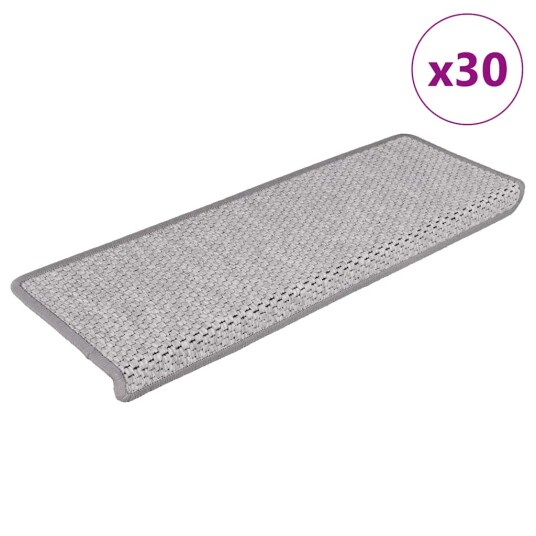 Selvklebende trappematter sisal 30 stk 65x21x4 cm platina 8721288460011