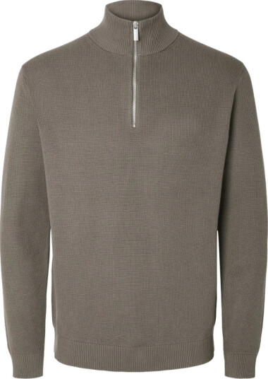Selected Homme Dane Long Sleeve Knit Structure Half Zip Brun L Selected Homme Dane Long Sleeve Knit Structure Half Zip Brun L