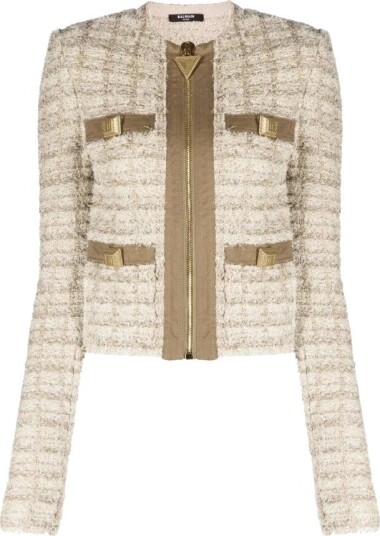 Balmain, Dame, Jakker, Beige, L,