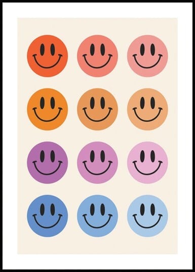 Colorful Smiley Faces Plakat Plakat / 40x50cm