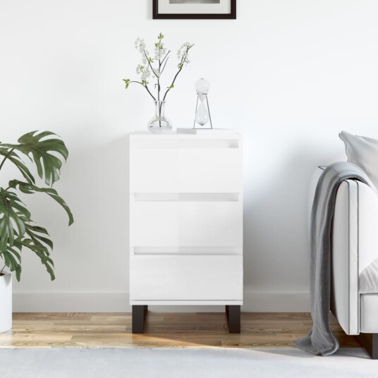 vidaXL Skjenk høyglans hvit 40x35x70 cm konstruert tre
