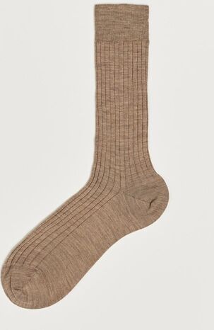 Bresciani Wool/Nylon Ribbed Short Socks Beige Melange Bresciani Wool/Nylon Ribbed Short Socks Beige Melange