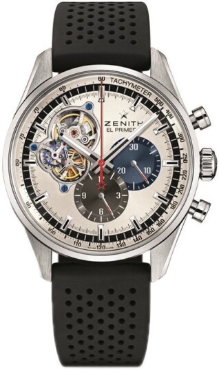 Zenith Herreklokke 03.2040.4061 69.R576 El Primero Sølvfarget/Gummi