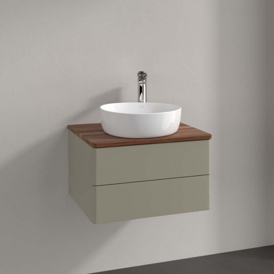 Villeroy & Boch Antao Servantskap med 2 skuffer 60x50x36 cm m/lys Steingrå/Valnøtt Villeroy & Boch Antao Servantskap med 2 skuffer 60x50x36 cm m/lys Steingrå/Valnøtt