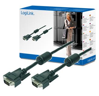 LogiLink VGA Cable 2xST black 2x Ferrit Core 15M