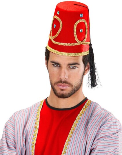 Rød Fez Hatt m/Dusk Rød Fez Hatt m/Dusk