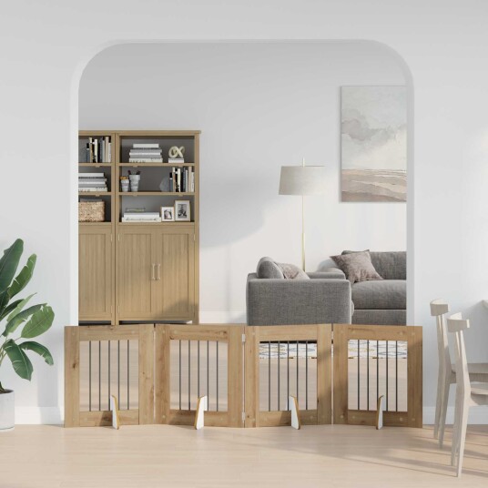Vidaxl Foldbar Hundegitter Med Stativer 4 Stk. Artisan Eik 241 cm