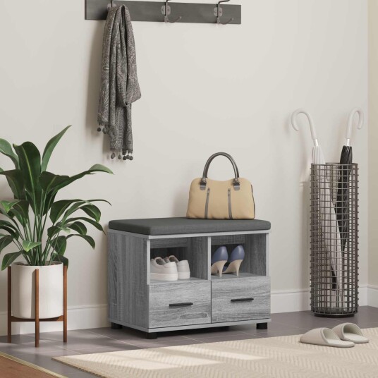 vidaXL Gangbenk Grå Sonoma 60 x 38 x 46 cm Konstruert treverk og stoff
