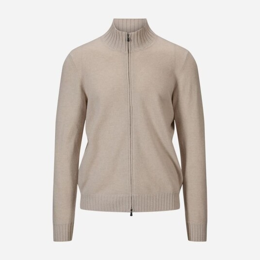 Full Zip Jacket Felted Cashmere Beige