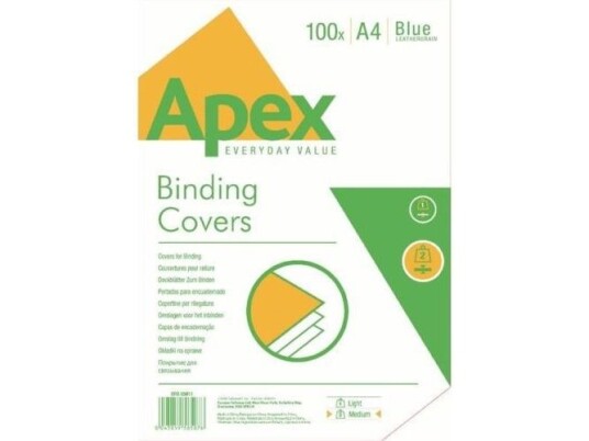 Fellowes Apex - Kunstlærtrekk Medium A4 Blå 100 Stk 6501101 Fellowes Apex - Kunstlærtrekk Medium A4 Blå 100 Stk 6501101