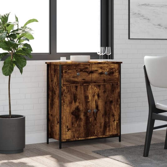 vidaXL Skjenk røkt eik 70x30x80 cm konstruert tre vidaXL Skjenk røkt eik 70x30x80 cm konstruert tre