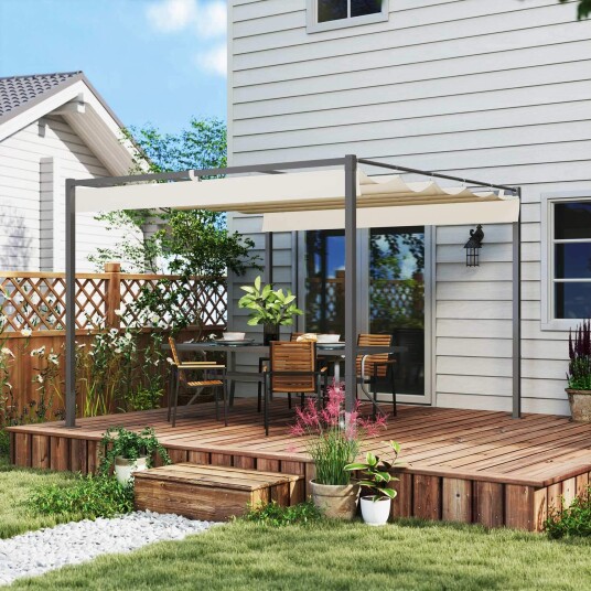 Pergola ca 3x3m hagepaviljong metallterrassetak hagepaviljong med justerbart tak frittstående UV beskyttelse 30+ for terras Pergola ca 3x3m hagepaviljong metallterrassetak hagepaviljong med justerbart tak frittstående UV beskyttelse 30+ for terras