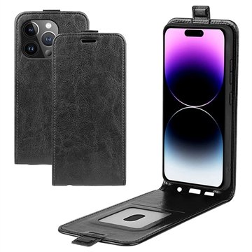 iPhone 15 Pro Max Vertikalt Flip-Deksel med Kortlomme Svart