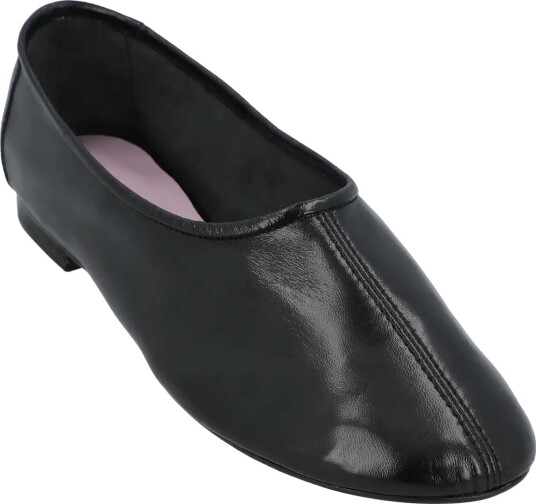 By Far Prudence Limewash Creased Leather Ballet Flat Black 41
