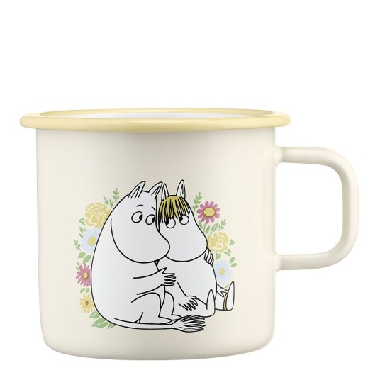 Muurla - Mummi emaljekopp 55 cl blomster hvit