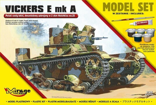 Mirage Vickers E Light Modelltank Byggesett 1:35