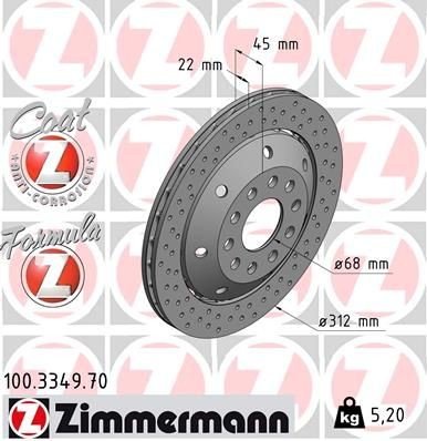 Bremseskive ZIMMERMANN 100.3349.70