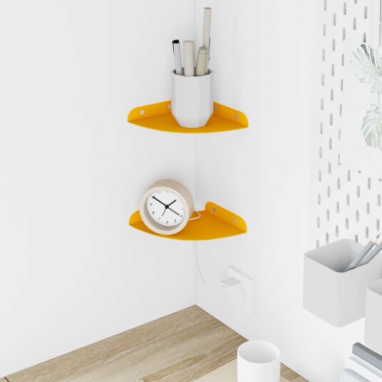 vidaXL Flytende hylle med hylle 2 pcs Sennepsgul 15 x 15 x 2 cm
