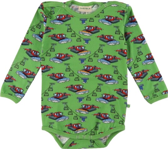 Småfolk Long Sleeved Baby Body With Snowcat Green 74 Småfolk Long Sleeved Baby Body With Snowcat Green 74