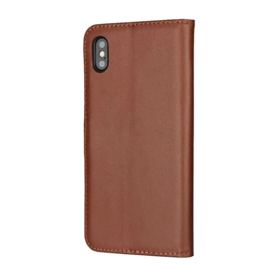 EIDERWOOD iPhone XS Max Kunstskinn Flip-Deksel med Lommebok og Stativfunksjon - Brun