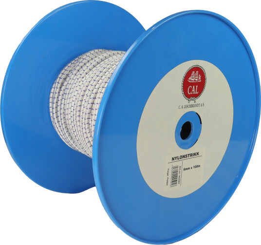 Nylonstrikk - Shock Cord - 6 mm - 100m - Spole