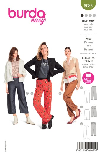 Burda 6085 - Bukser EUR: 34-33, US: 8-18