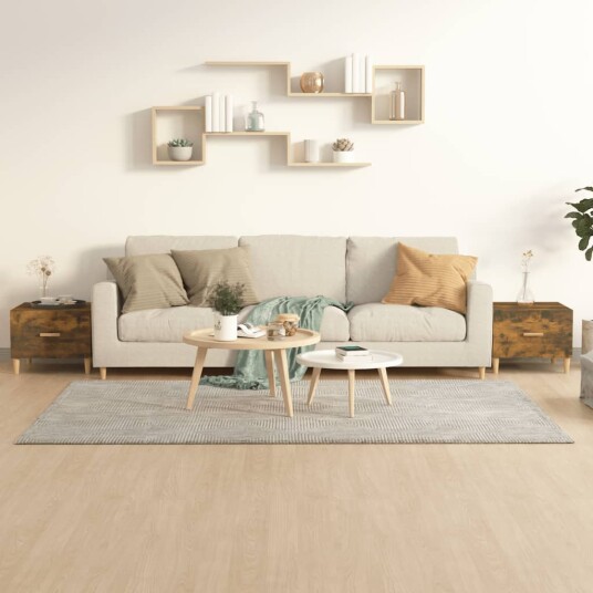 vidaXL Salongbord 2 stk røkt eik 50x50x40 cm konstruert tre vidaXL Salongbord 2 stk røkt eik 50x50x40 cm konstruert tre