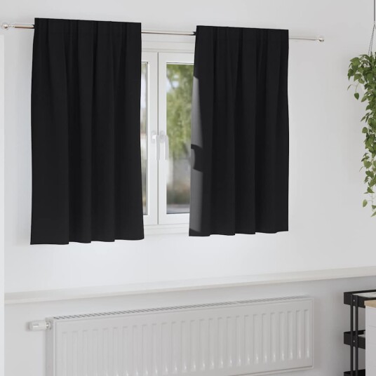 Gardiner med gardiner 2 pcs Svart 140x140cm Polyester