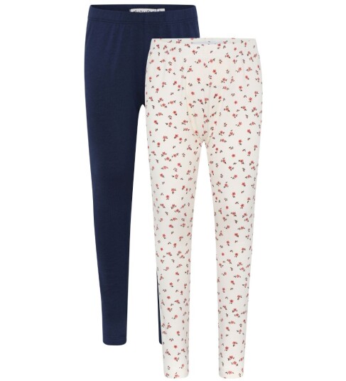 Minymo Leggings 2 pack Offwhite/Navy Minymo 1 år (80) Leggings Blå Hvit