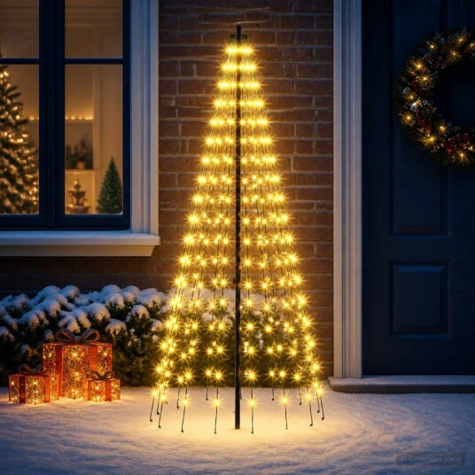 vidaXL LED juletre 165 cm 270 LED-lys Varmhvit Jern Svart